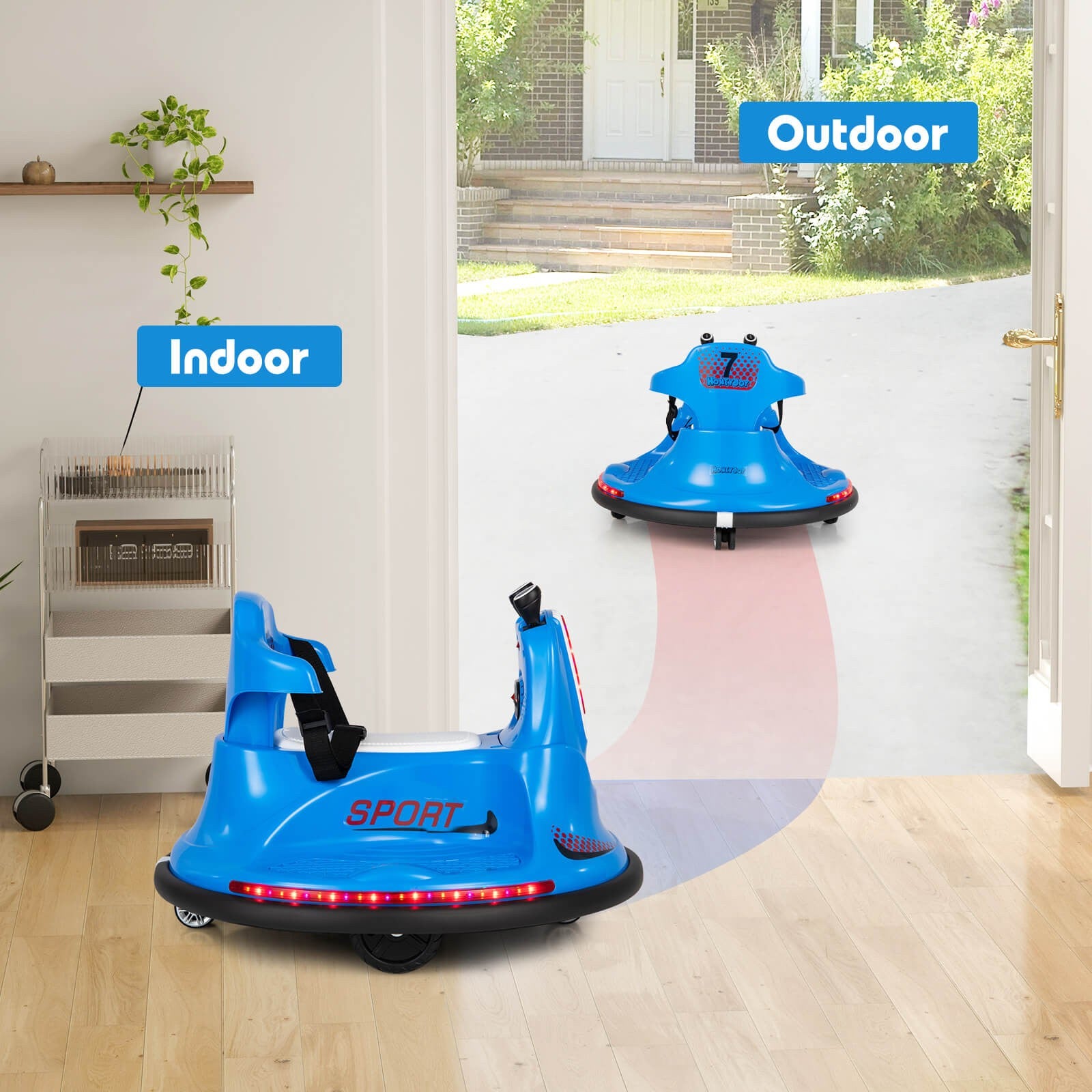 12V Electric Ride-On Bumper Car for Kids and Toddlers with 360 Degree Spin Blue Trend Times 8
