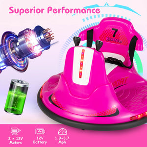 12V Electric Pink Bumper Ride-On Car for Kids and Toddlers with 360 Degree Spin Trend Times 4