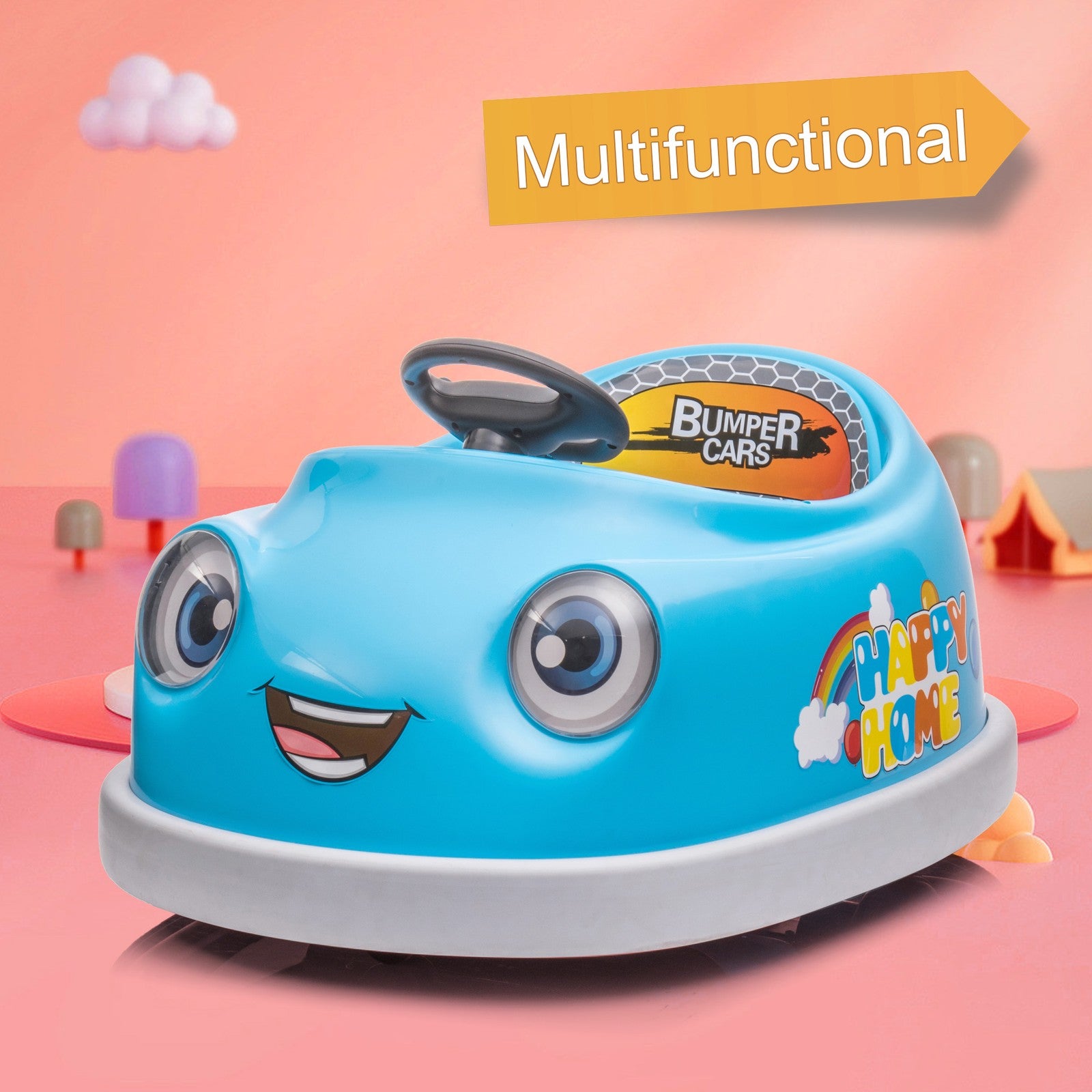 12V Kids Bumper Car with Dining Tray, USB Music, Safety Bumper, and Dual Motor Trend Times Variant 0