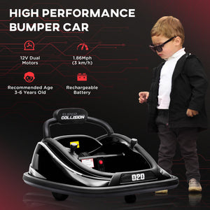 12V Black Electric Ride-On Bumper Car for Kids with Remote Control and 360° Rotation Trend Times 4