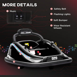 12V Black Electric Ride-On Bumper Car for Kids with Remote Control and 360° Rotation Trend Times 6
