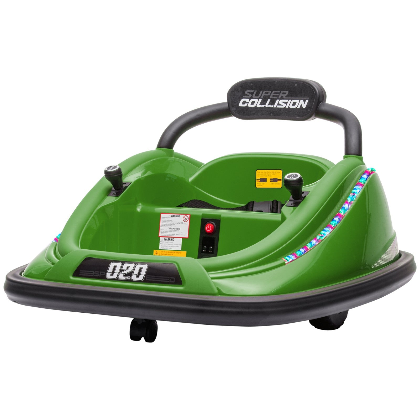 12V Electric Green Kids Ride-On Bumper Car with Remote Control and 360° Steering Trend Times 3