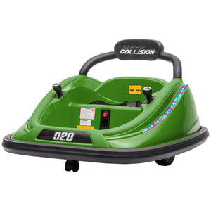 12V Electric Green Kids Ride-On Bumper Car with Remote Control and 360° Steering Trend Times 3