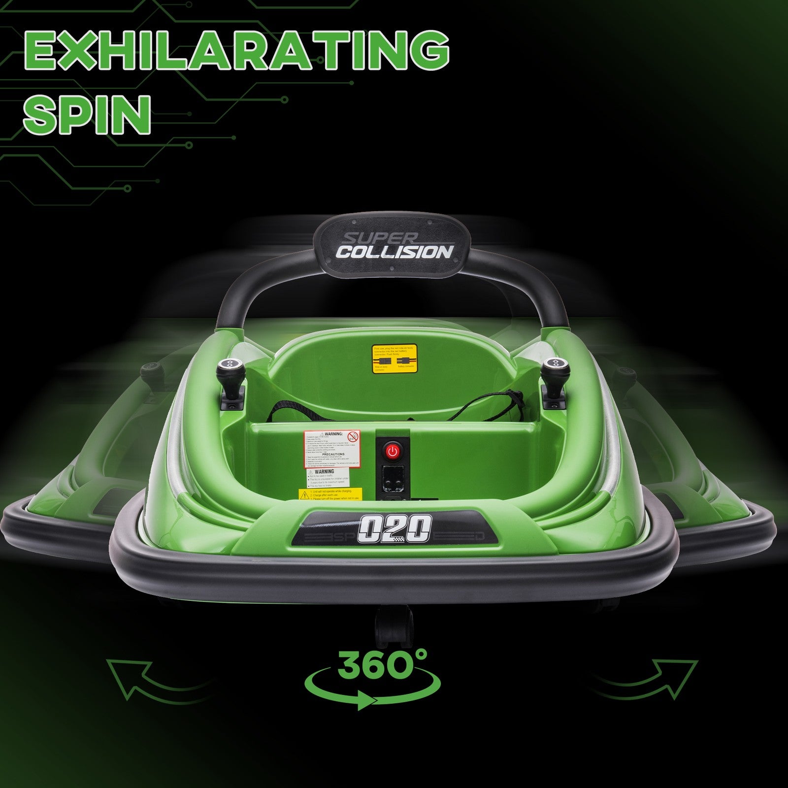 12V Electric Green Kids Ride-On Bumper Car with Remote Control and 360° Steering Trend Times 4