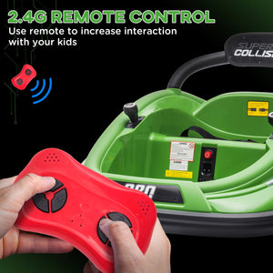 12V Electric Green Kids Ride-On Bumper Car with Remote Control and 360° Steering Trend Times 6