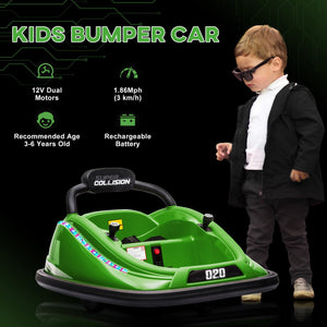12V Electric Green Kids Ride-On Bumper Car with Remote Control and 360° Steering Trend Times 9