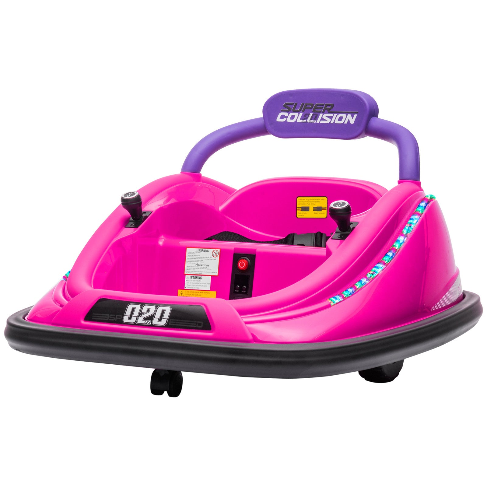 12V Pink Electric Ride-On Bumper Car for Kids with Remote Control and 360° Steering Trend Times 3