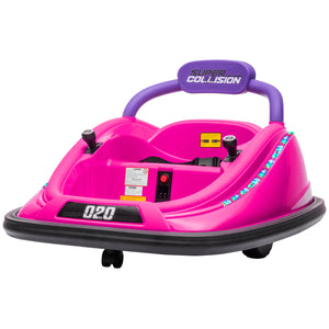 12V Pink Electric Ride-On Bumper Car for Kids with Remote Control and 360° Steering Trend Times 3