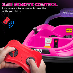 12V Pink Electric Ride-On Bumper Car for Kids with Remote Control and 360° Steering Trend Times 6