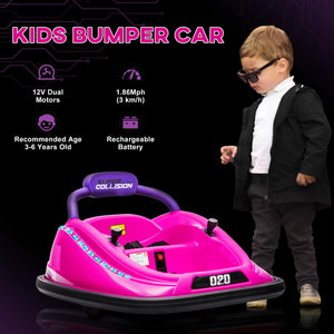 12V Pink Electric Ride-On Bumper Car for Kids with Remote Control and 360° Steering Trend Times 9