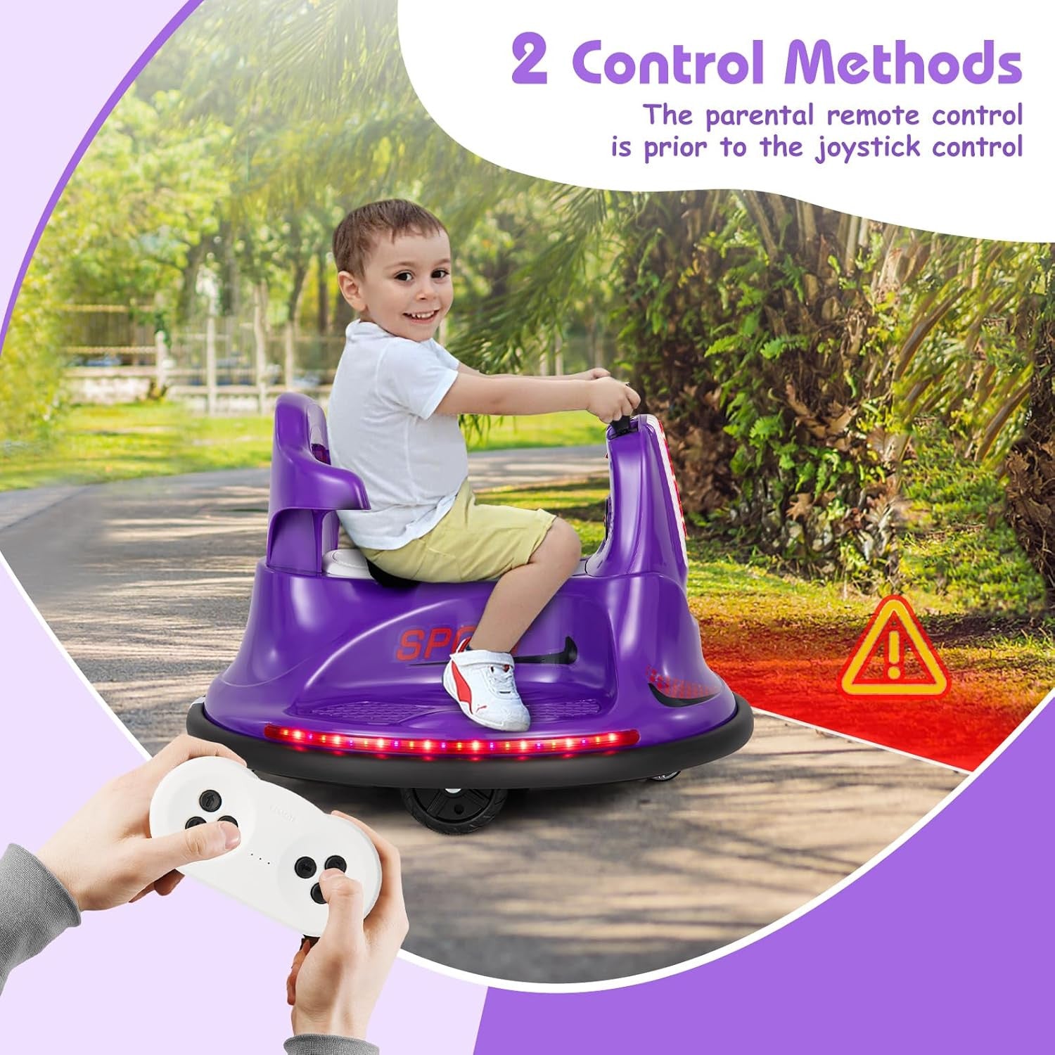 12V Toddler Ride-On Bumper Car with Dual Joysticks and Flashing Lights for Ages 1-3 Trend Times 5