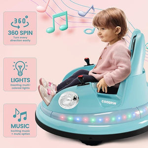 12V Kids Bumper Car with Remote Control, LED Lights, and 360-Degree Spin Trend Times 4