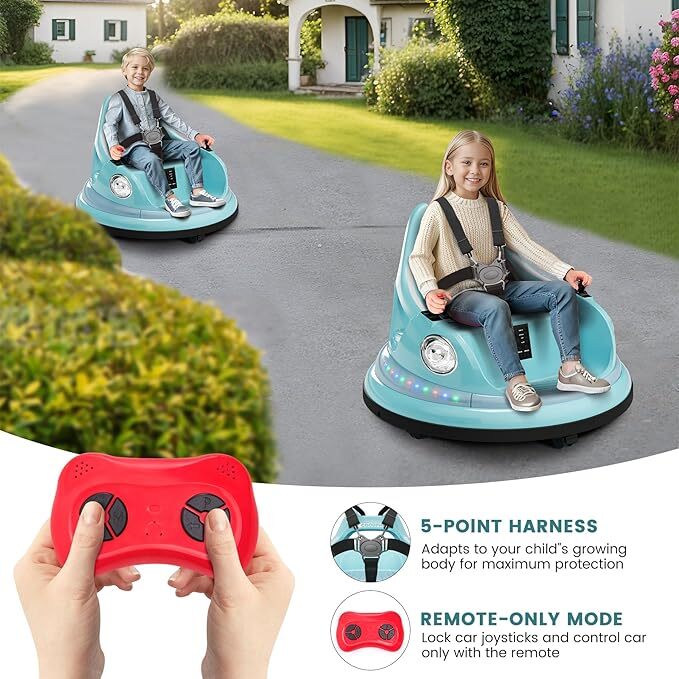 12V Kids Bumper Car with Remote Control, LED Lights, and 360-Degree Spin Trend Times 5