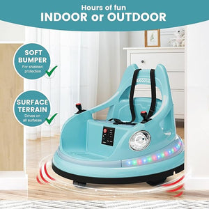 12V Kids Bumper Car with Remote Control, LED Lights, and 360-Degree Spin Trend Times 7