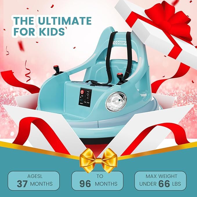 12V Kids Bumper Car with Remote Control, LED Lights, and 360-Degree Spin Trend Times 8