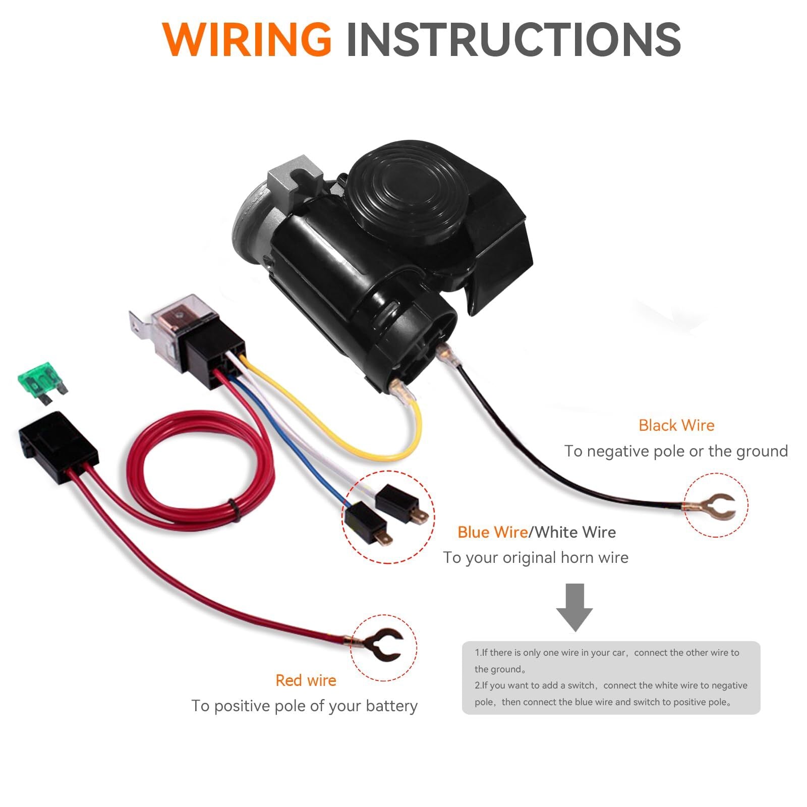 12V Compact Mini Air Horn 130dB for Car Truck Motorcycle Golf Cart Trend Times 3