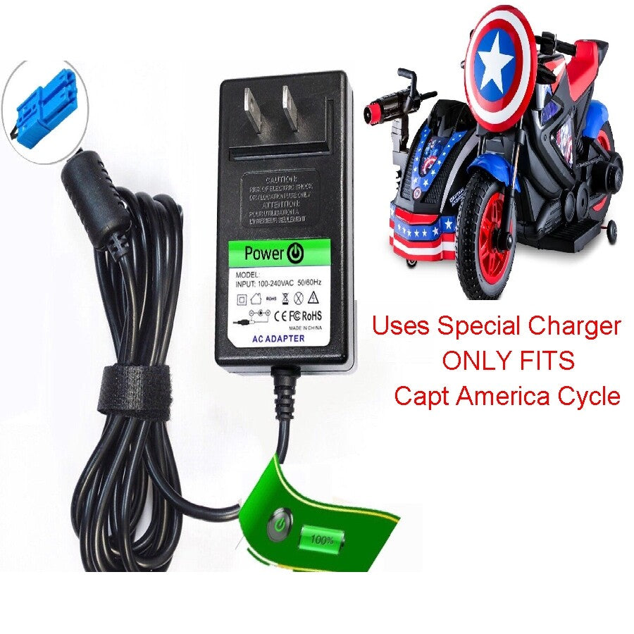 12V Charger for Children's Captain America Motorcycle and Side Car Ride-On by Kid Trax Trend Times 0