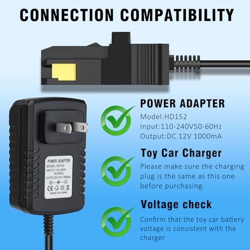 12V Battery Charger for Gray and Orange Power Wheels Toy Car Trend Times 6