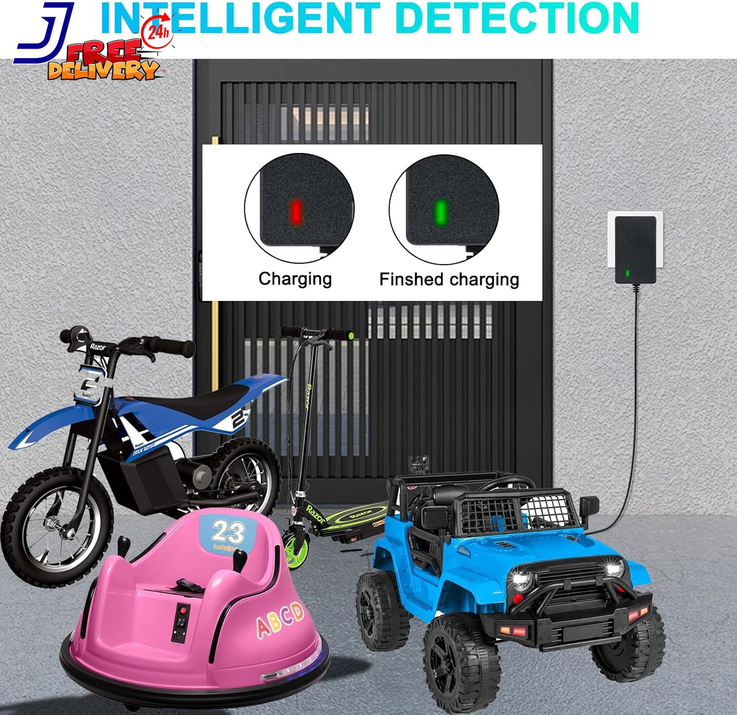 12V Power Supply Charger for Kids Ride-On Cars Class 2 Compatible with Kidzone Bumper Cars Trend Times 1