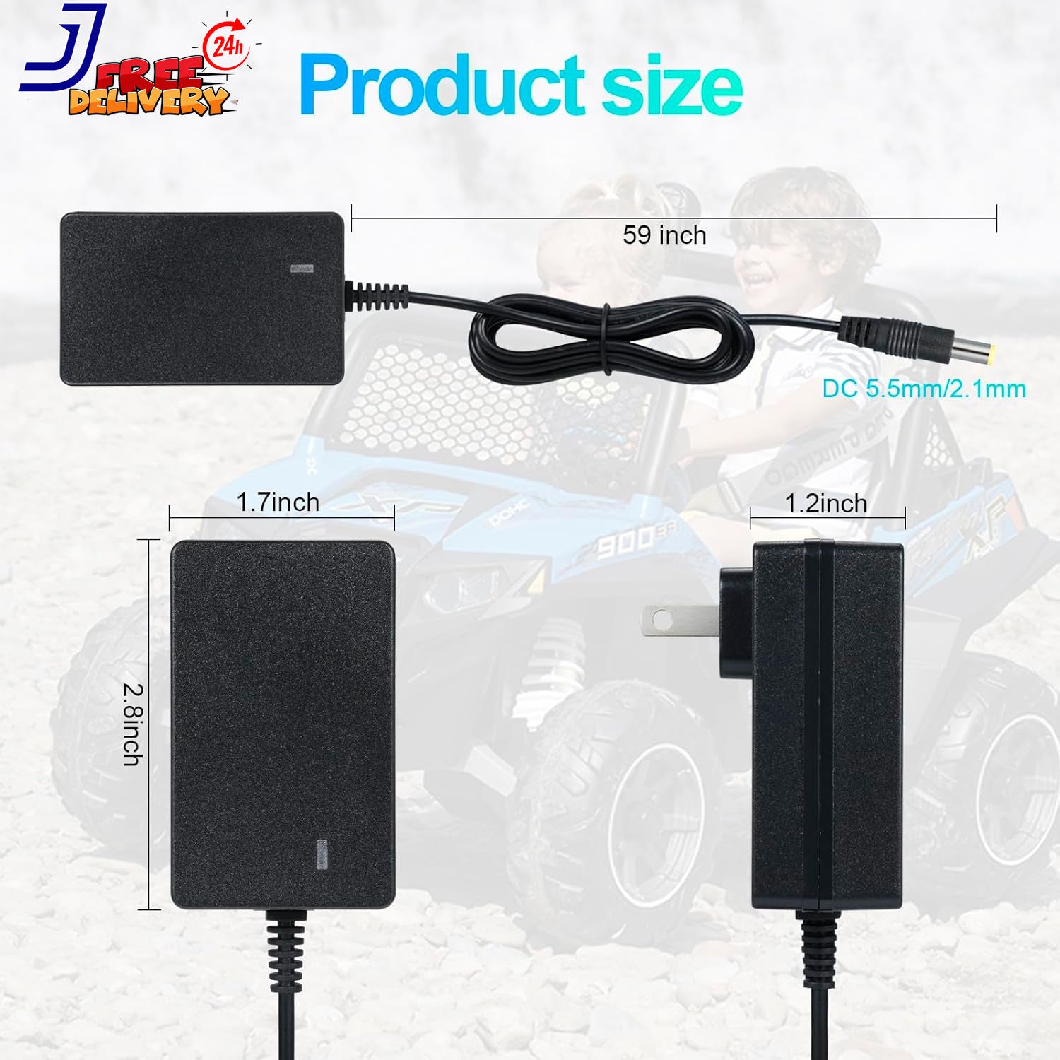 12V Power Supply Charger for Kids Ride-On Cars Class 2 Compatible with Kidzone Bumper Cars Trend Times 4