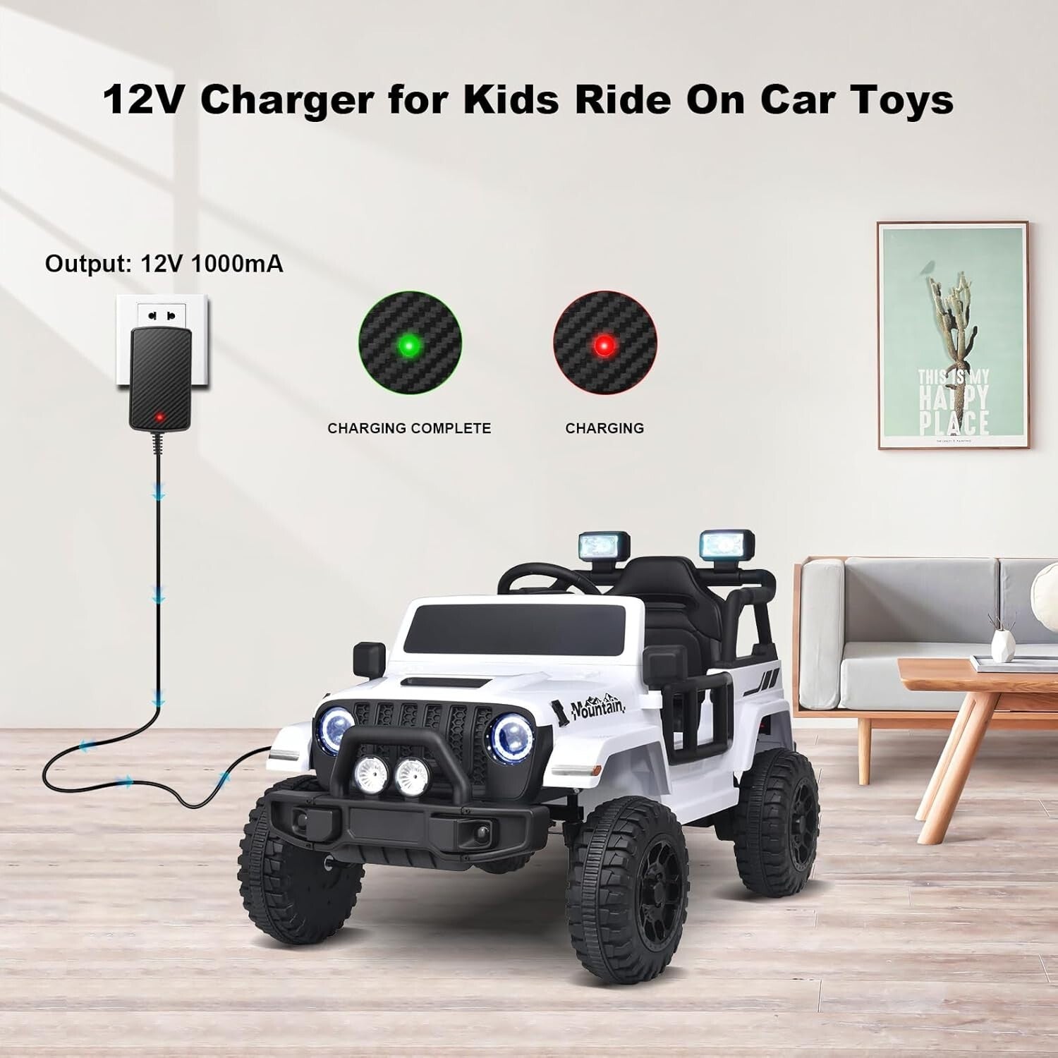 12V Charger for Kids Ride-On Cars Compatible with SUV Kid Trax and Dynacraft Toys Trend Times 5