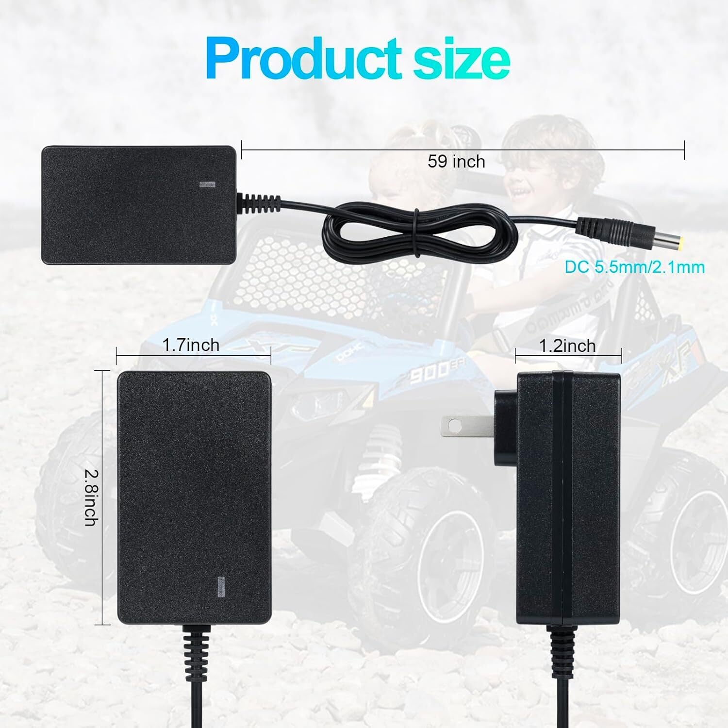 12V Charger for Kids Ride-On Car Class 2 Power Supply for Bumper Car Wrangler Trend Times 4