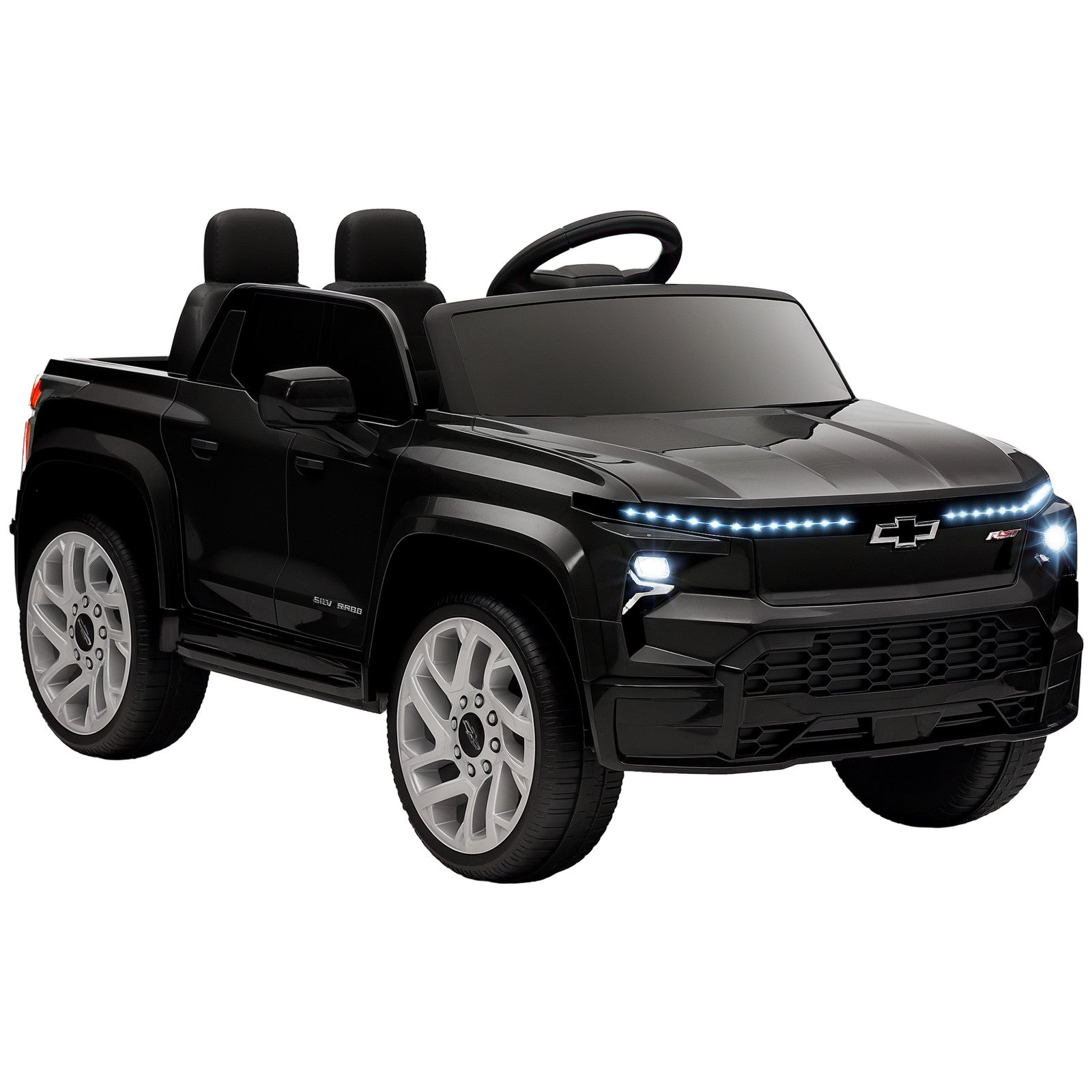 12V Licensed Chevrolet Silverado RST Kids Electric Ride-On Car Black Trend Times 2