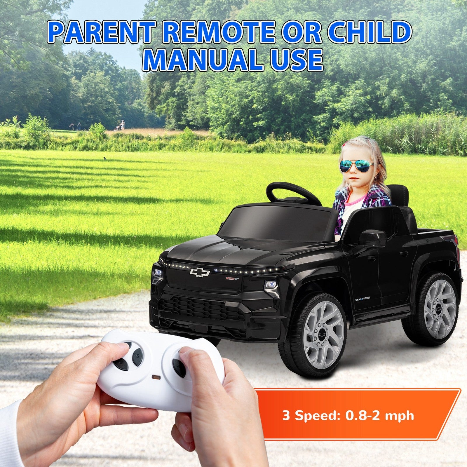 12V Licensed Chevrolet Silverado RST Kids Electric Ride-On Car Black Trend Times 6