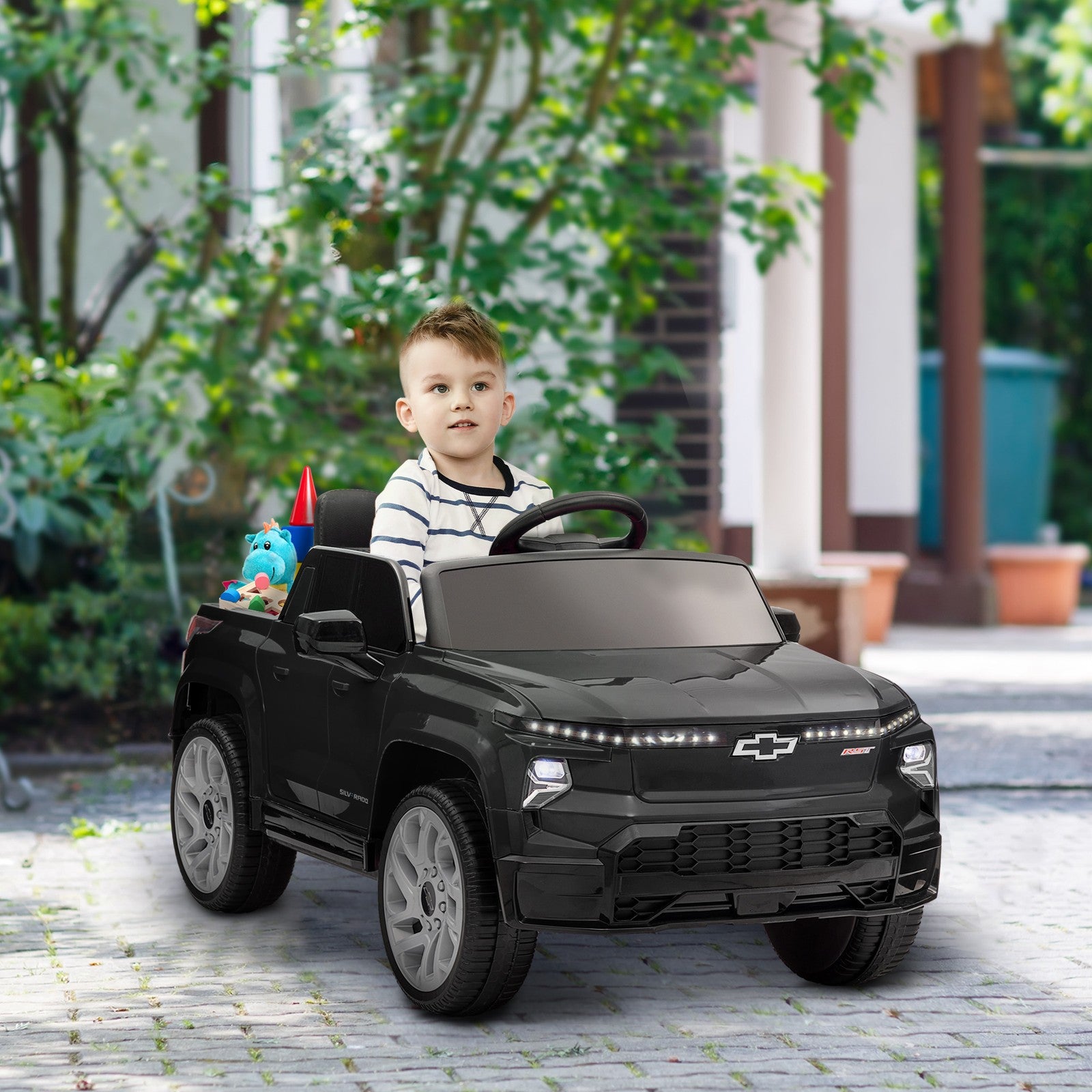 12V Licensed Chevrolet Silverado RST Black Electric Ride-On Car for Kids Trend Times 8