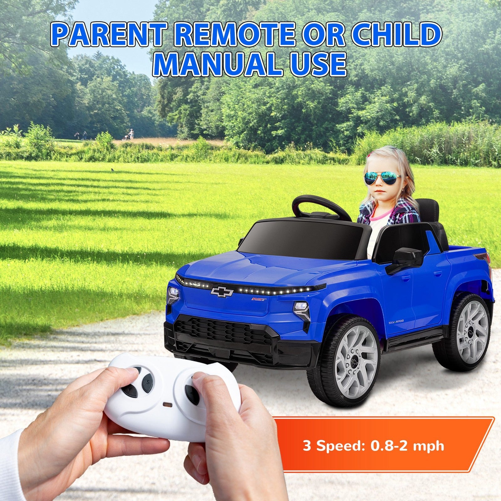 12V Licensed Chevrolet Silverado RST Kids Electric Car Blue Trend Times 6