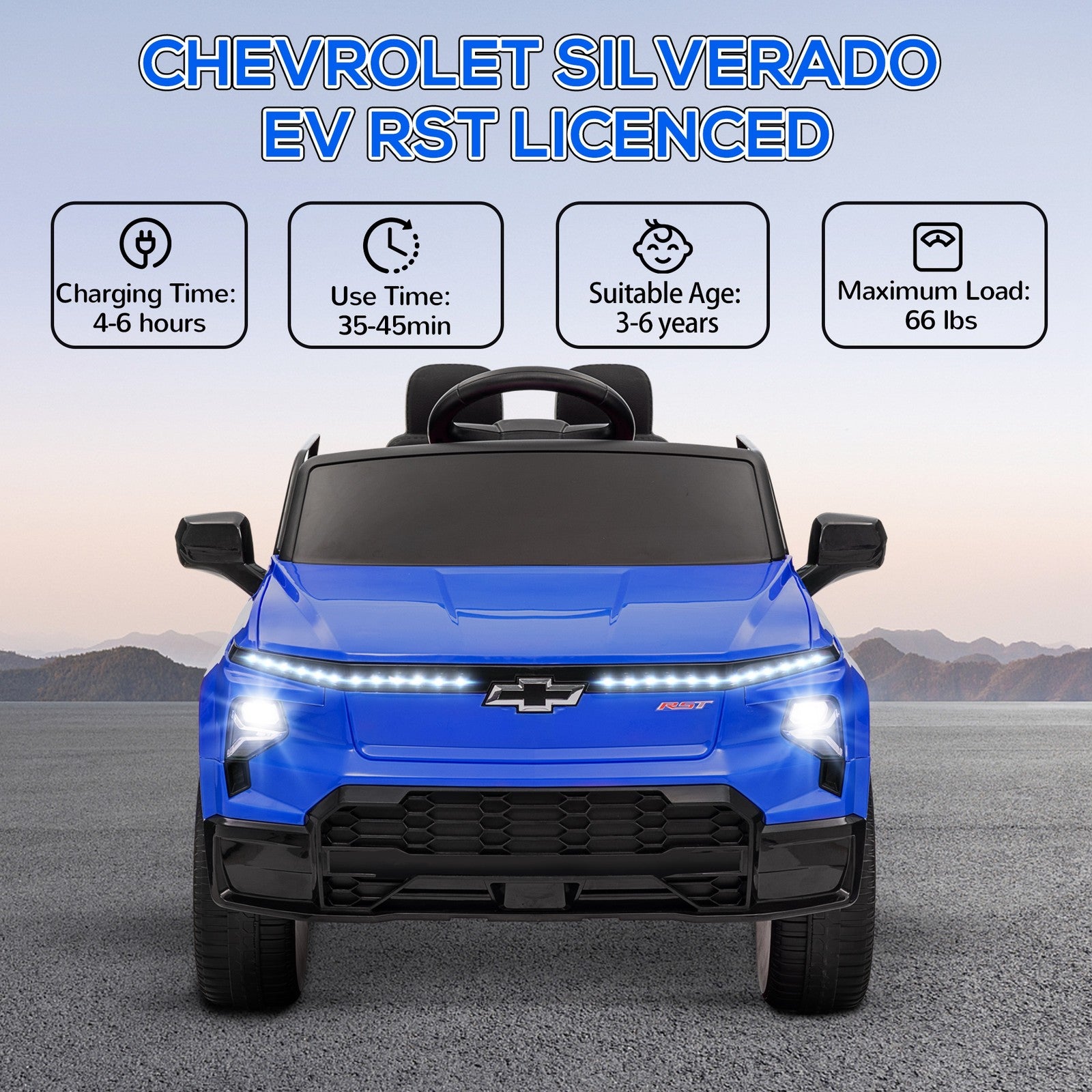12V Licensed Chevrolet Silverado RST Kids Electric Car Blue Trend Times 4