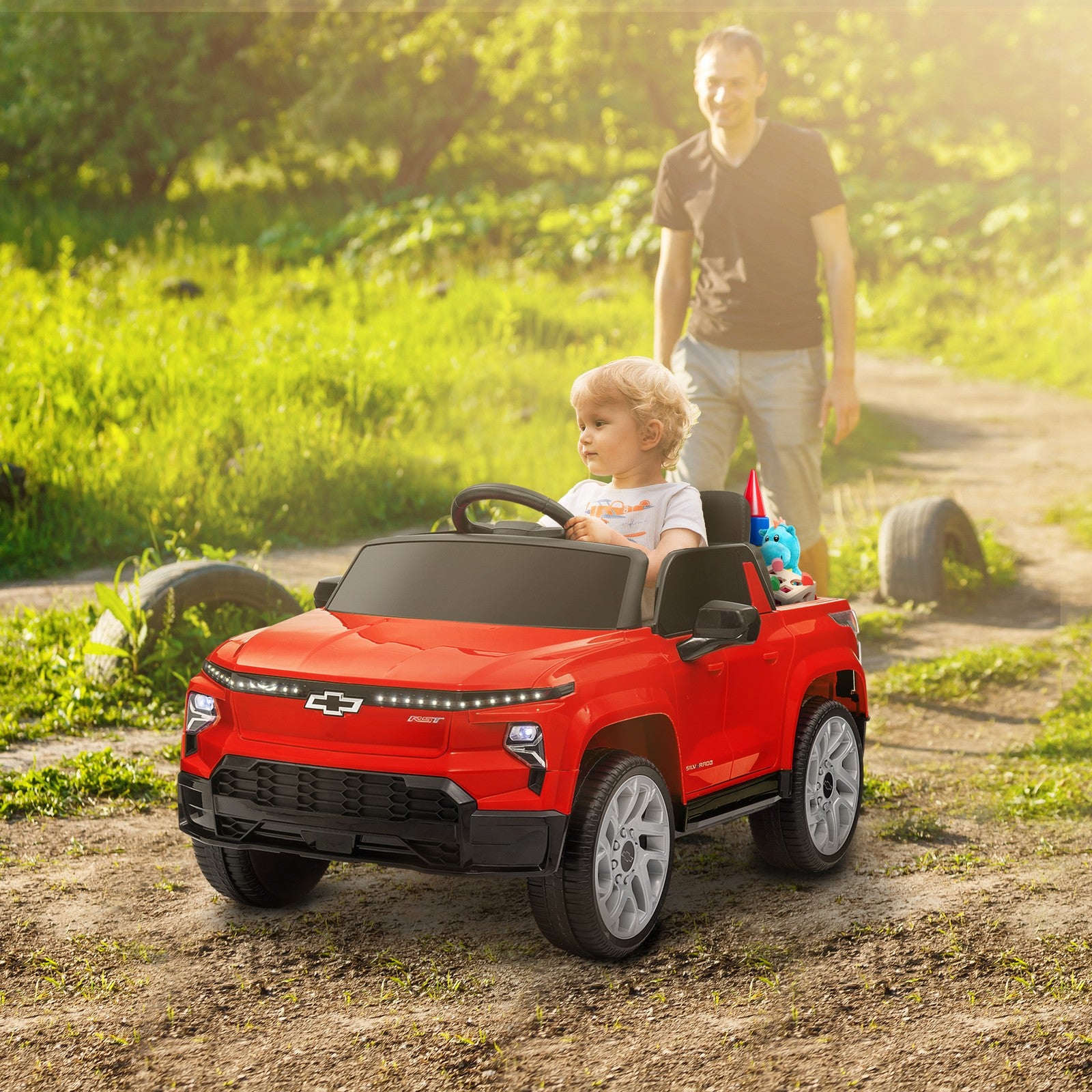 12V Licensed Chevrolet Silverado EV RST Kids Electric Ride-On Car Red Trend Times 1