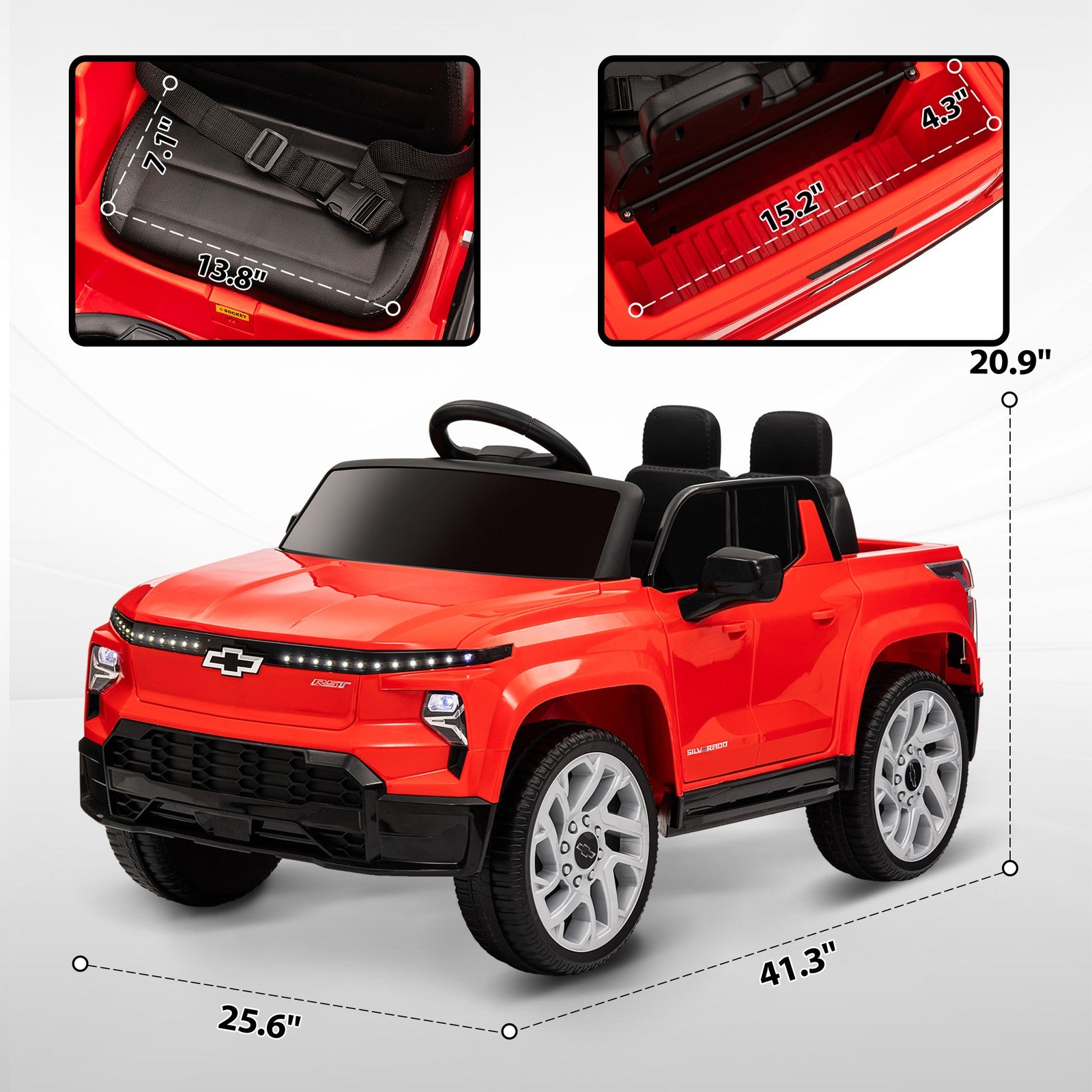 12V Licensed Chevrolet Silverado EV RST Kids Electric Ride-On Car Red Trend Times 2