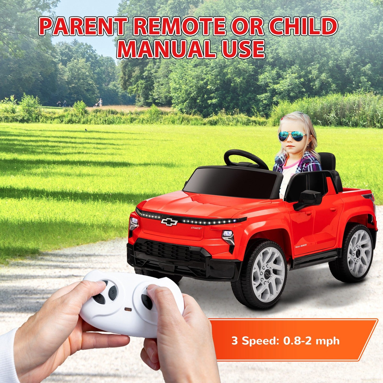 12V Licensed Chevrolet Silverado EV RST Kids Electric Ride-On Car Red Trend Times 6