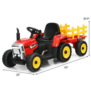 12V Electric Ride-On Tractor for Kids with 3-Gear Shift and Ground Loader Attachment Trend Times 2