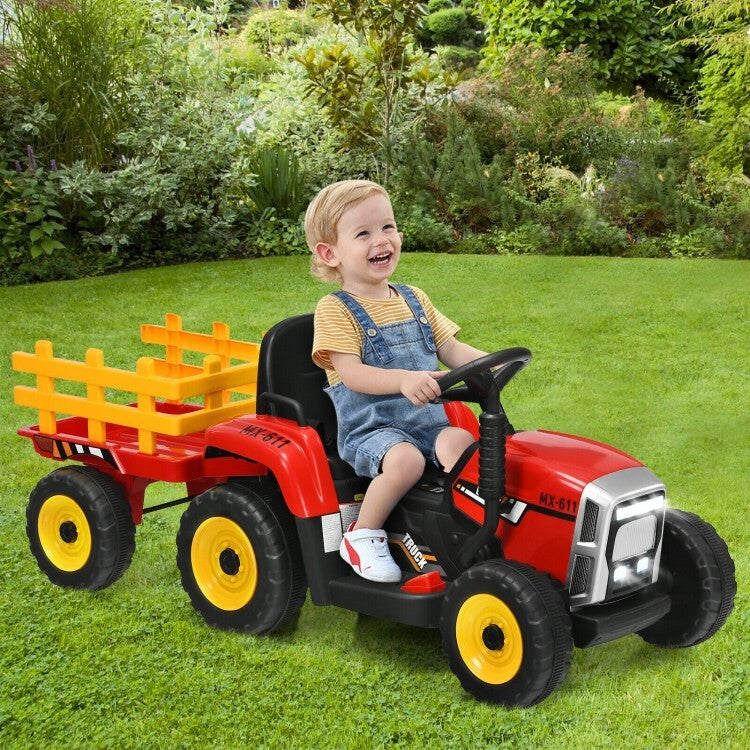 12V Electric Ride-On Tractor for Kids with 3-Gear Shift and Ground Loader Attachment Trend Times 3