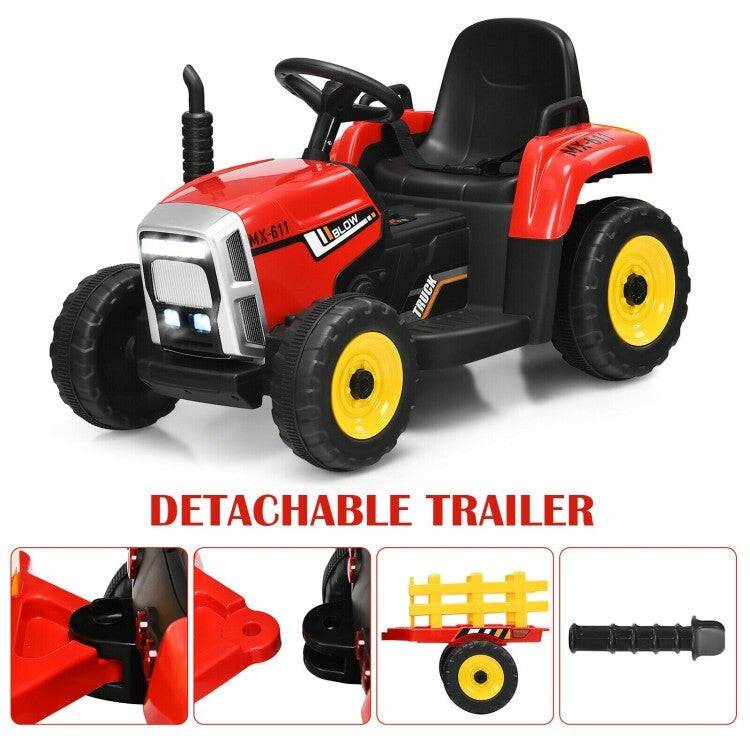12V Electric Ride-On Tractor for Kids with 3-Gear Shift and Ground Loader Attachment Trend Times 7