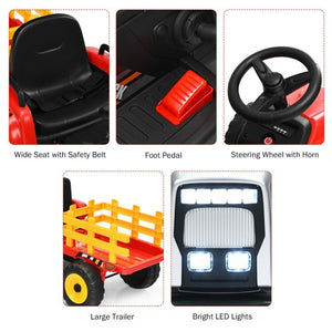 12V Electric Ride-On Tractor for Kids with 3-Gear Shift and Ground Loader Attachment Trend Times 9