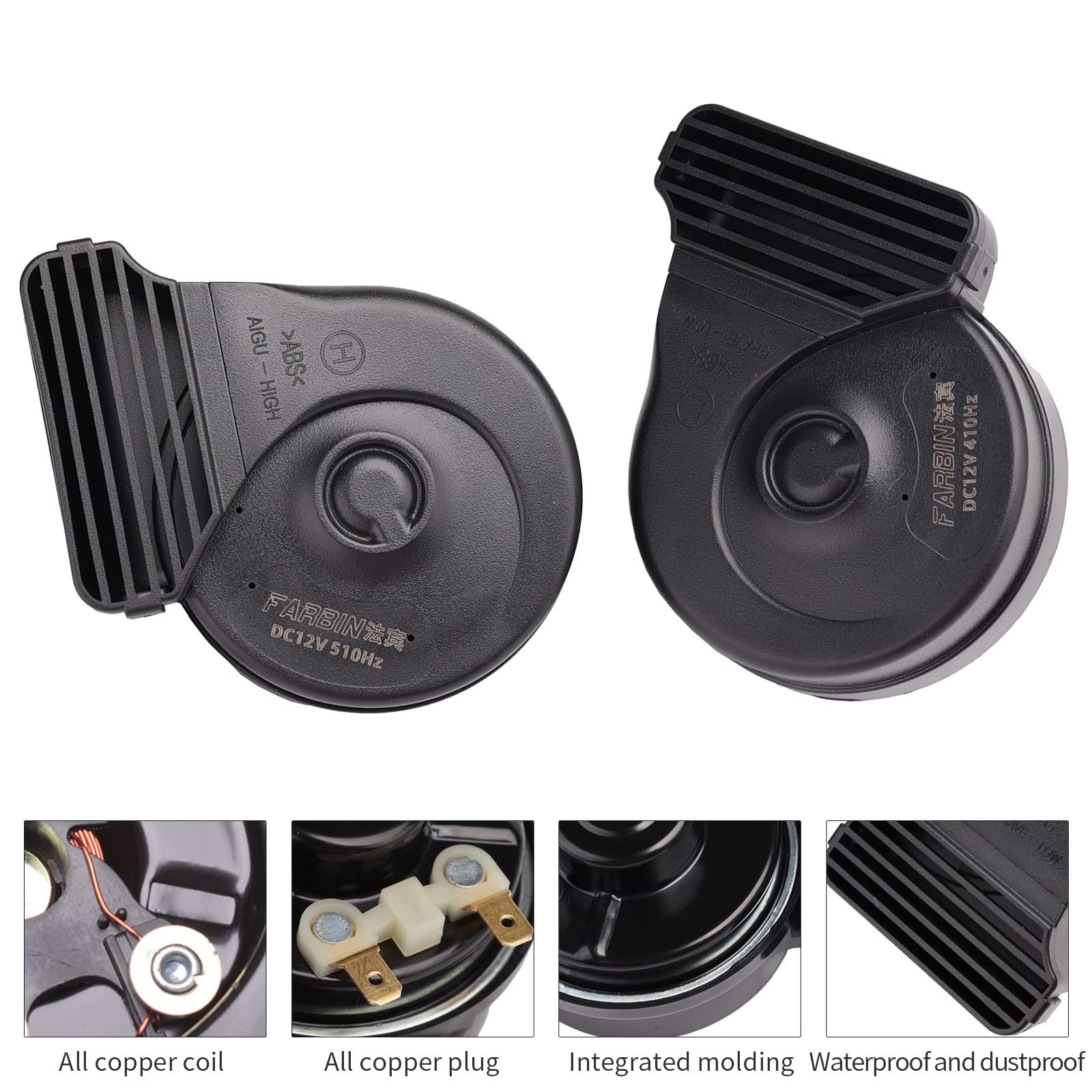 12V Compact Waterproof Car and Train Horn with High and Low Tones, Super Loud Trend Times 2