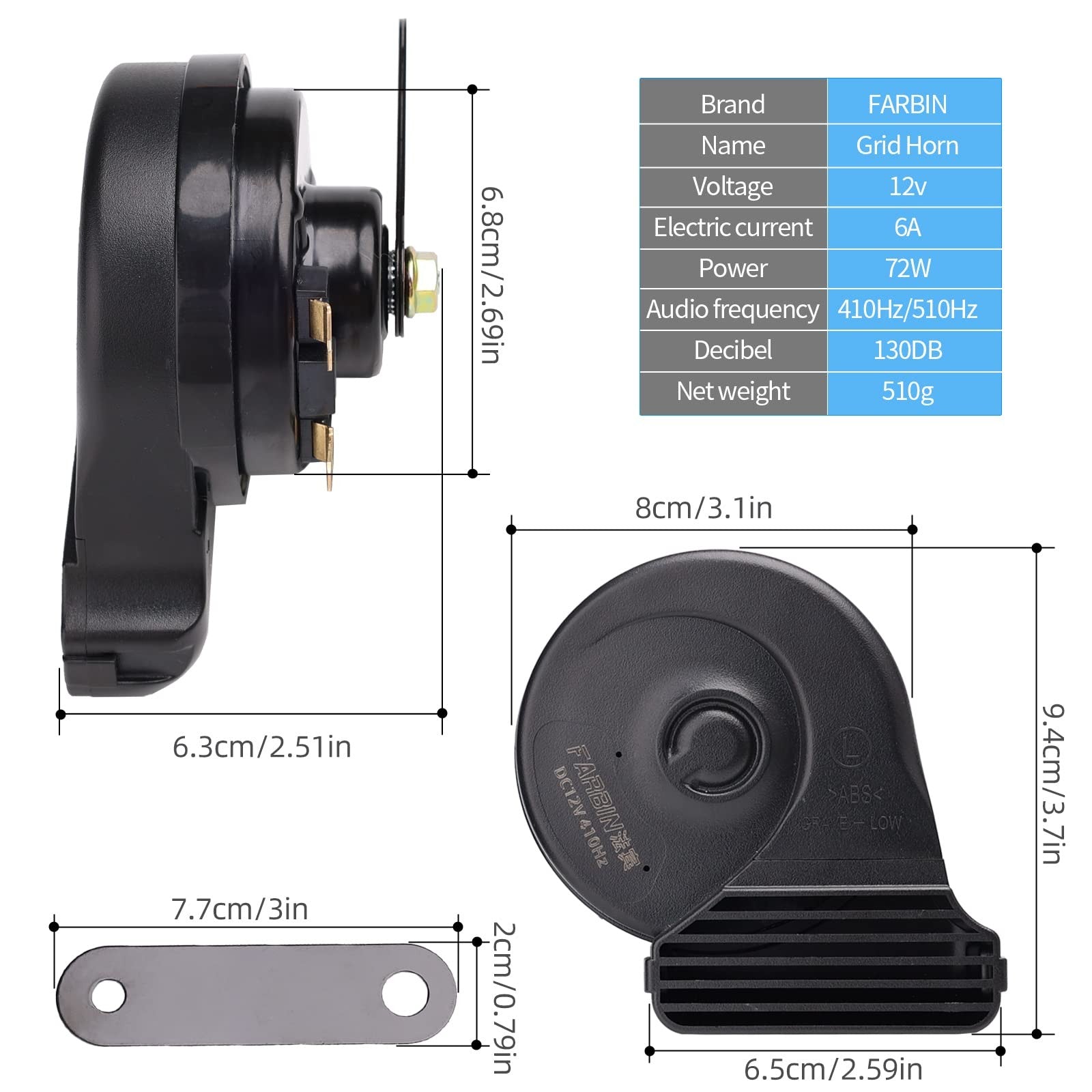 12V Compact Waterproof Car and Train Horn with High and Low Tones, Super Loud Trend Times 4