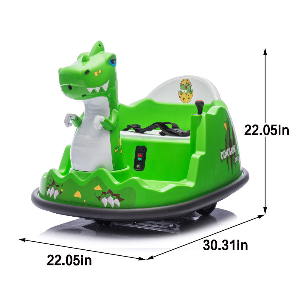 12V Dinosaur-Shaped Kids Ride-On Bumper Car with Spray, Light, and 360-Degree Rotation Trend Times 13