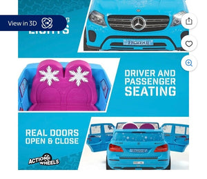 12V Disney Frozen Mercedes GLS 320 Powered Ride-On Car for Girls Ages 3 to 5 Trend Times 3