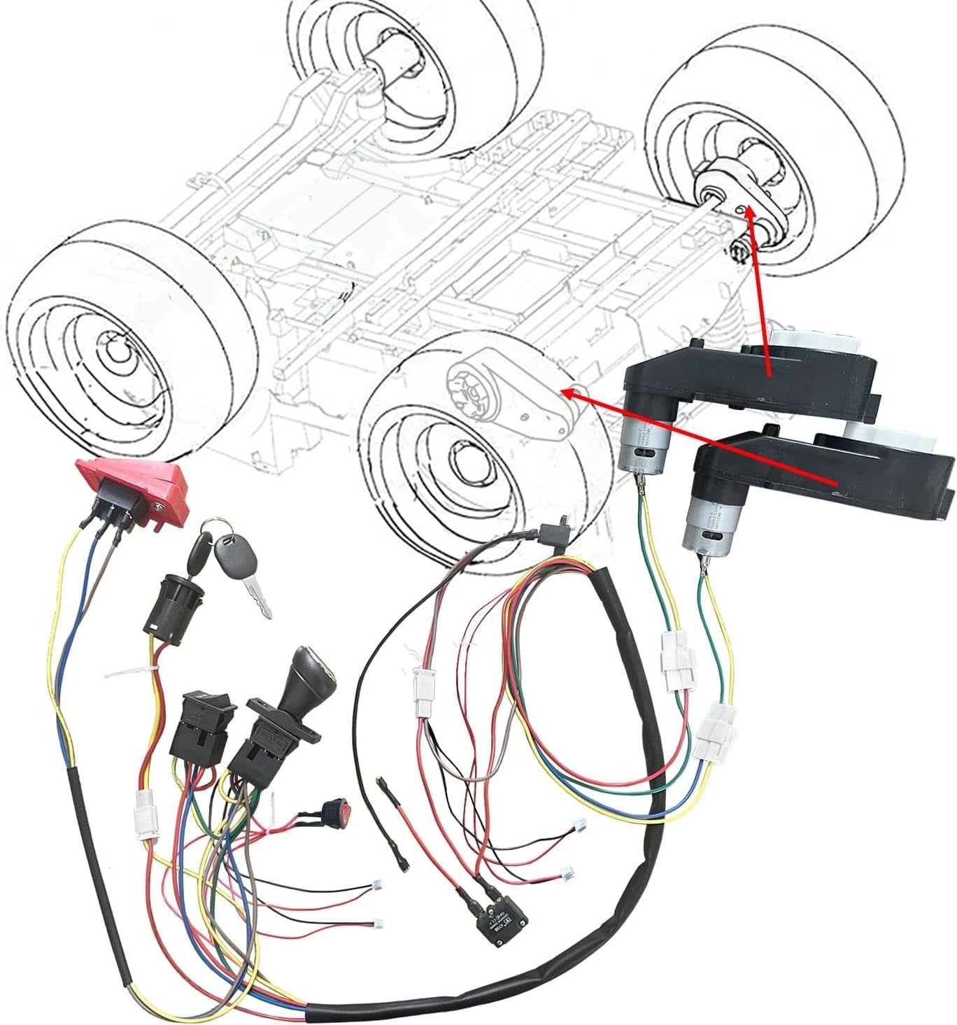 12V DIY Wire Harness Conversion Kit for Kids Ride-On Electric Car Motors Trend Times 4