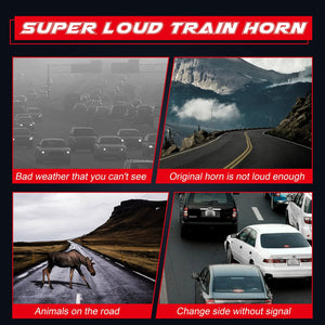 12V Dual Air Horn Kit with 150dB Loud Train Horns and Compressor in Black Trend Times 6