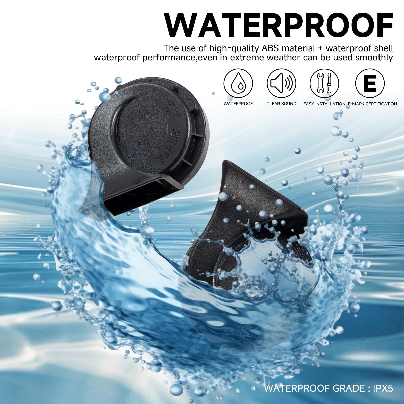 12V Dual-Tone Electric Snail Car Horn Kit Black Loud Waterproof Universal Trend Times 6