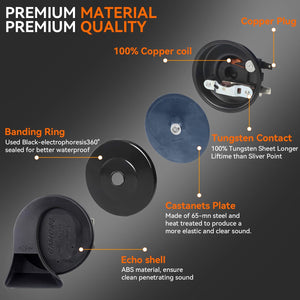 12V Dual-Tone Electric Snail Horn Super Loud Universal Vehicle Replacement Trend Times 1