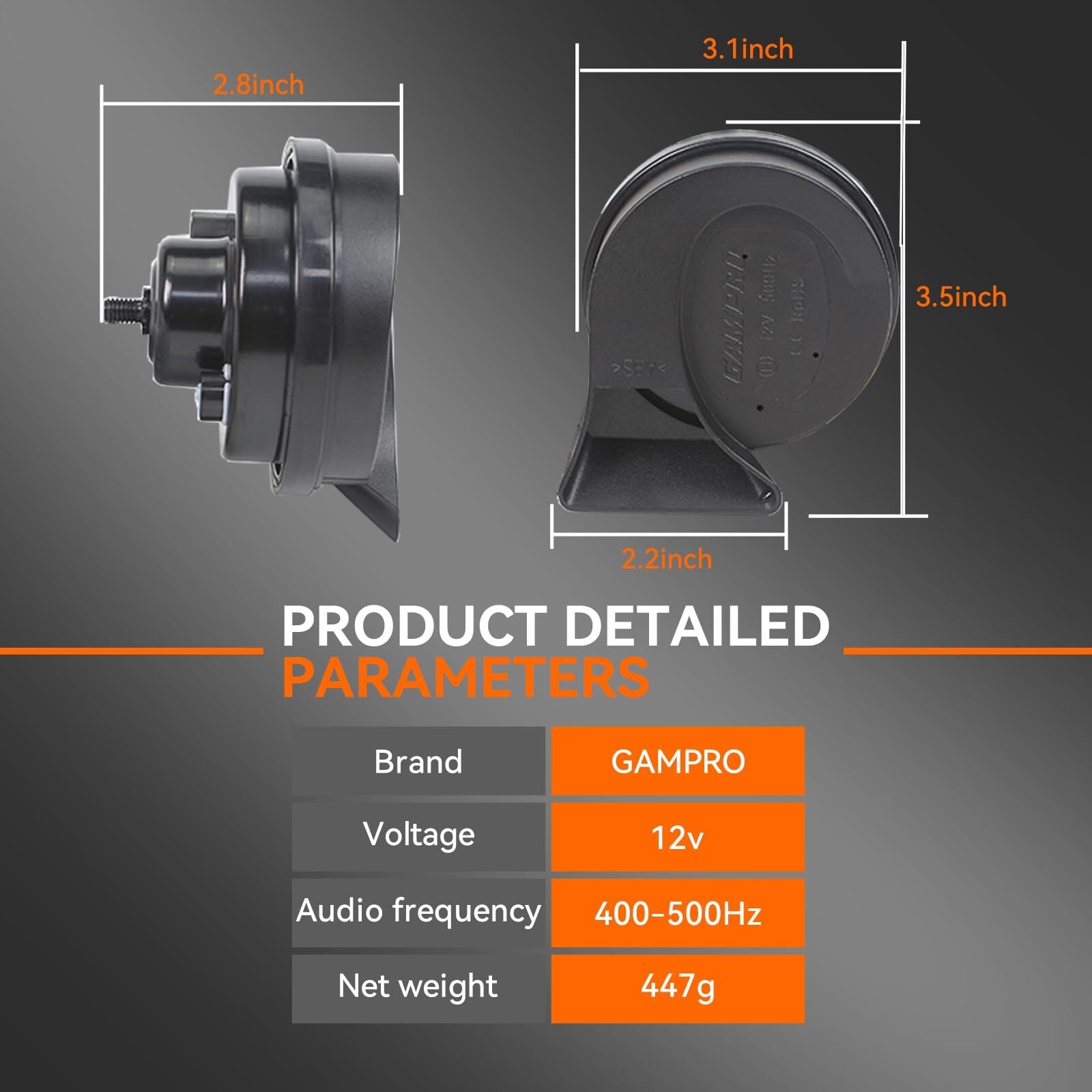 12V Dual-Tone Electric Snail Horn Super Loud Universal Vehicle Replacement Trend Times 2