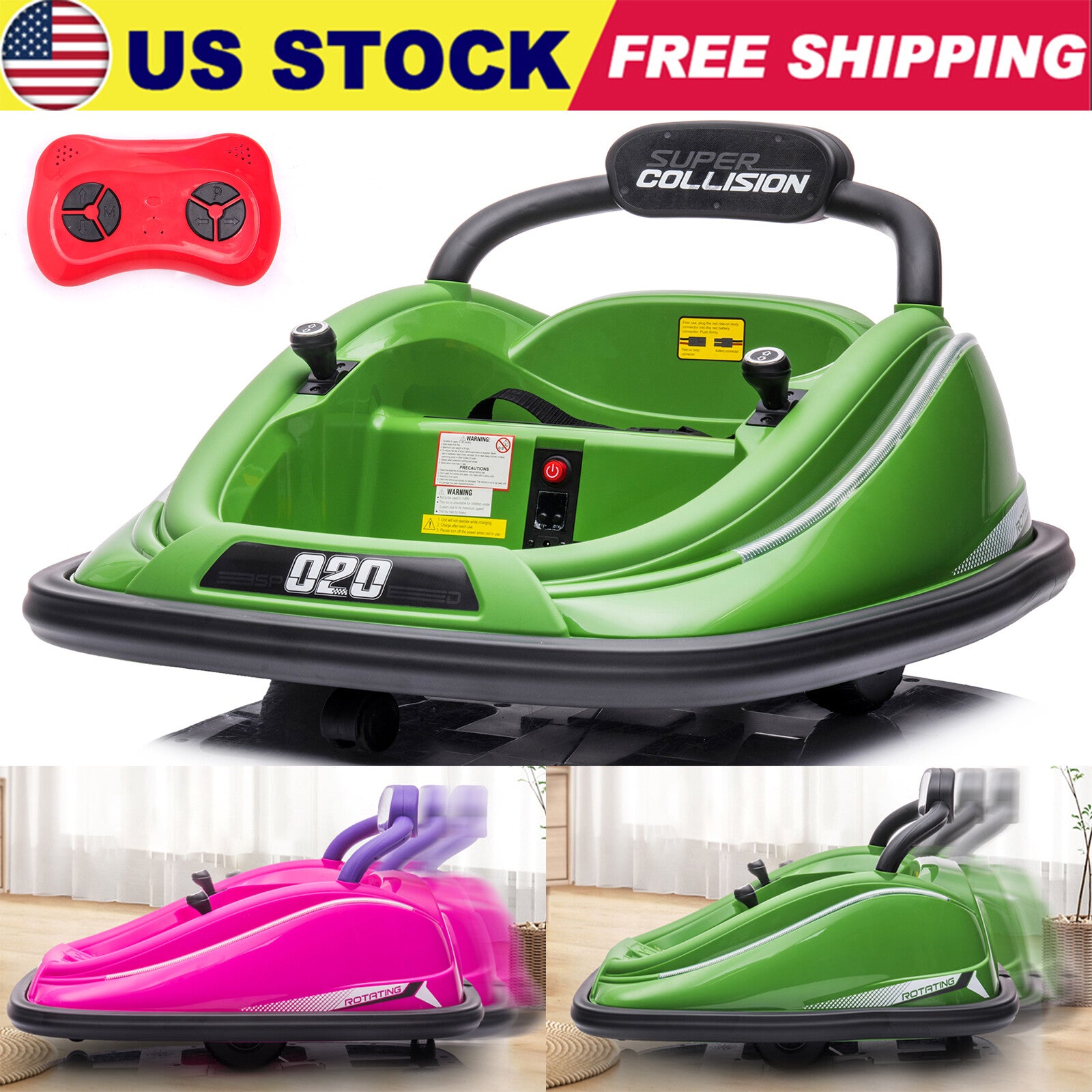 12V Electric 360° Spin Kids Ride-On Bumper Car with Parental Remote Control Trend Times 1