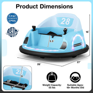 12V Electric 360° Spin Ride-On Bumper Car Toy with Remote Control for Toddlers Trend Times 1