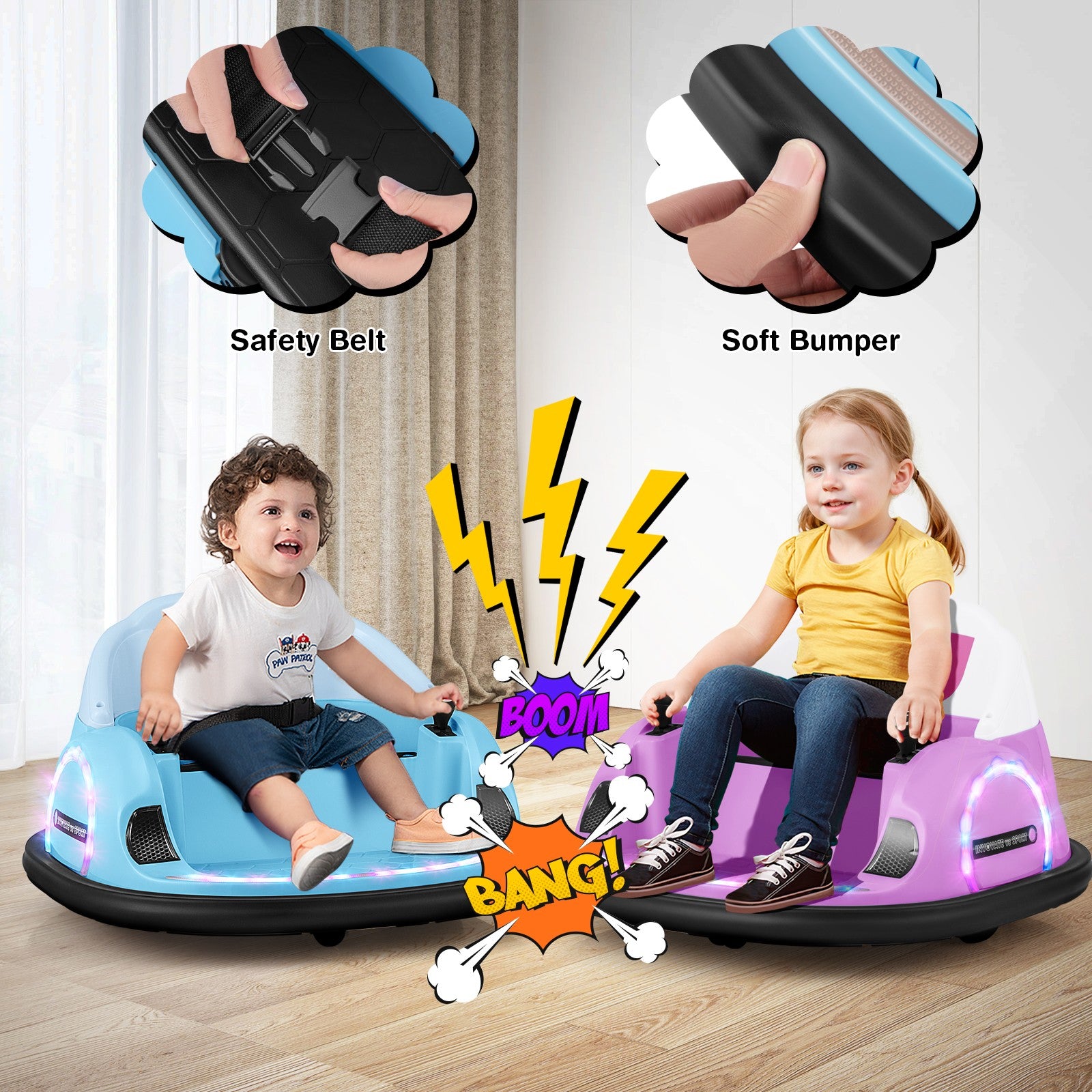 12V Electric 360° Spin Ride-On Bumper Car Toy with Remote Control for Toddlers Trend Times 2